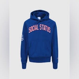 Champion x Social Status Reverse Weave Pullover Blue Sweat Shirt Hoodie Size: XL